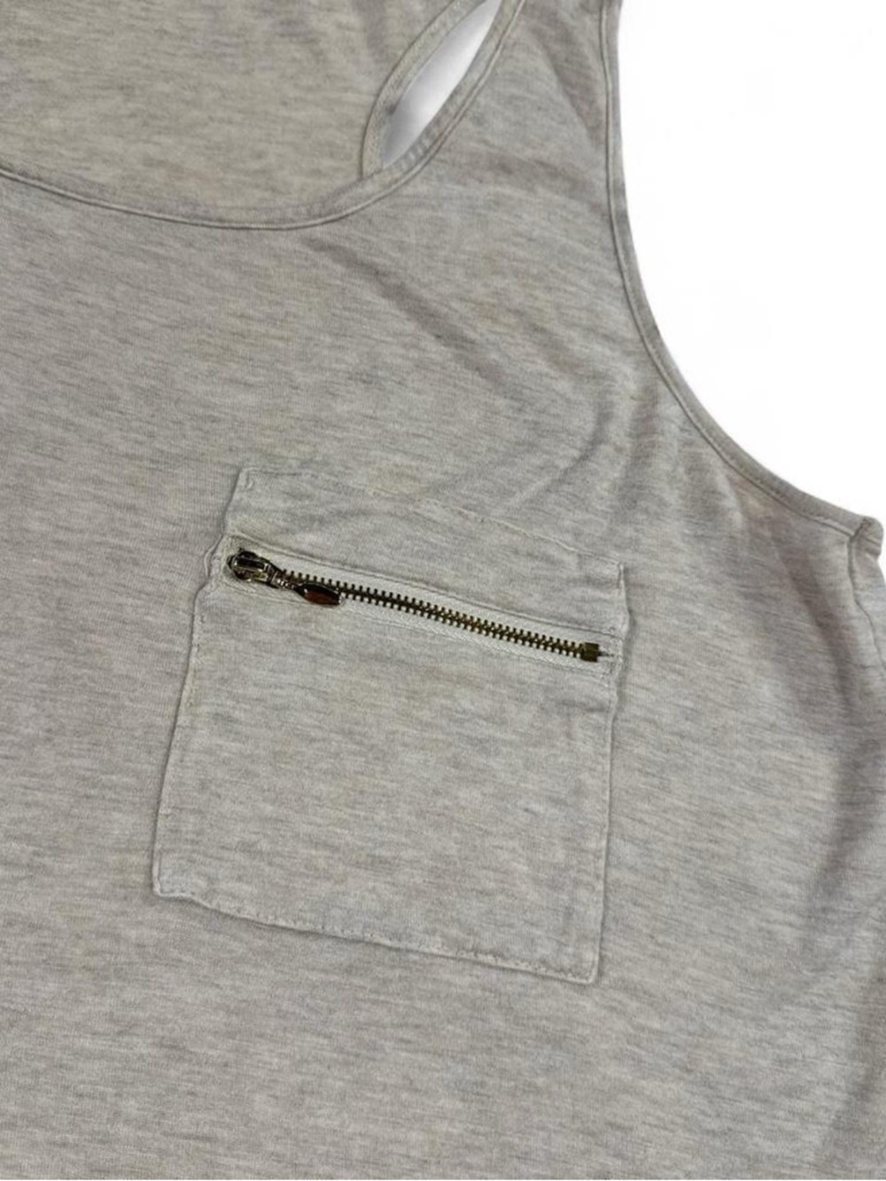 Zenana Outfitters Taupe/Beige Racerback Tank with Zip Pocket - Picture 5 of 5
